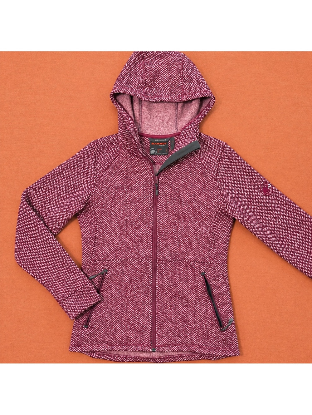 Mammut Chamuera Small Hooded Jacket Women’s Maroon Heather Full Fleece Hiking